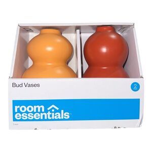 Room Essentials 2-Pack Bud Vases Orange & Red Modern Decor​